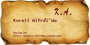 Korell Alfréda névjegykártya